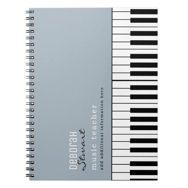 Cuaderno Maestra de Piano de Música Elegante Dusty Azul (Frente)