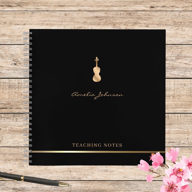 Cuaderno Maestra de violín estilo guión música Gold Black (Subido por el creador)