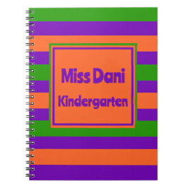 Cuaderno Maestra/Escudiante de rayas coloridas 
