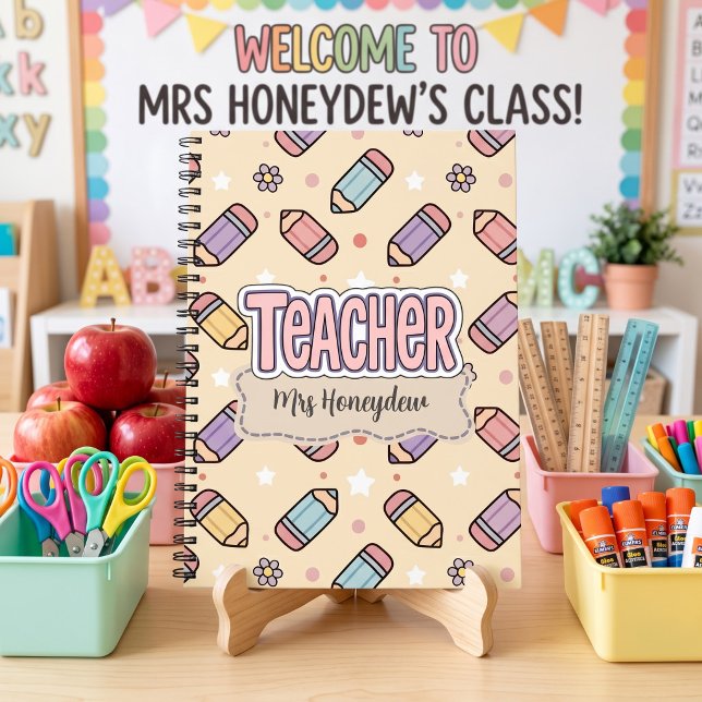 Cuaderno Maestra Escuela Lápiz Rosa Patrón  (Subido por el creador)