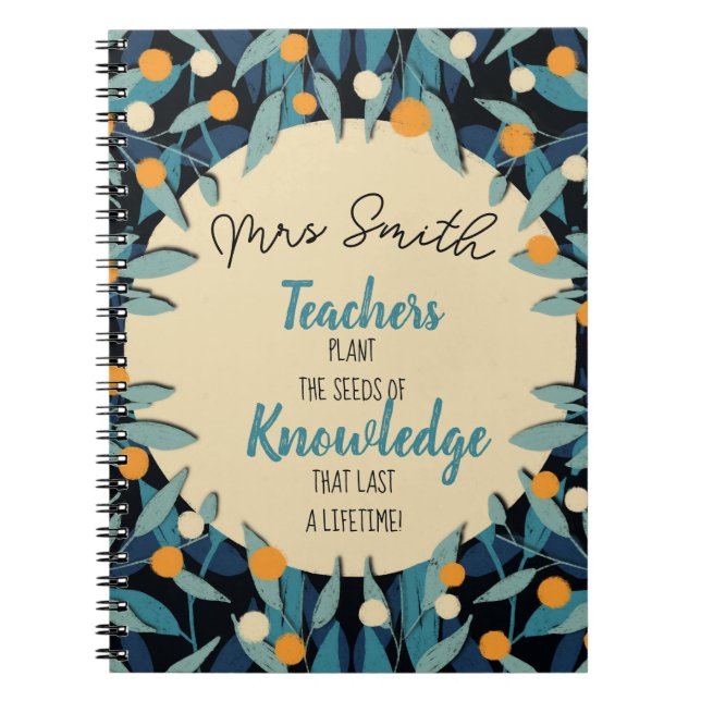 Cuaderno Maestra verde azulada deja plantar una cita de sem (Frente)