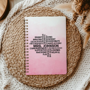 Cuaderno Maestra Word Cloud Ombre Rosa