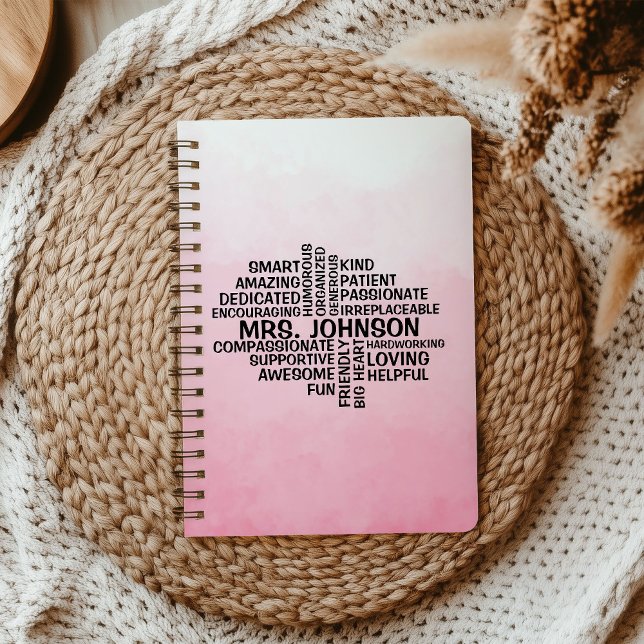 Cuaderno Maestra Word Cloud Ombre Rosa (Subido por el creador)