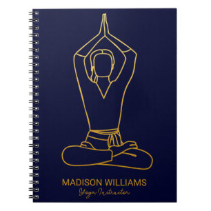 Cuaderno Maestría de Yoga personalizada Navy oro moderno mí