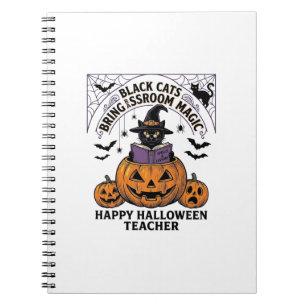 Cuaderno Maestro de Halloween Gato Vintage Calabaza Aula Ma