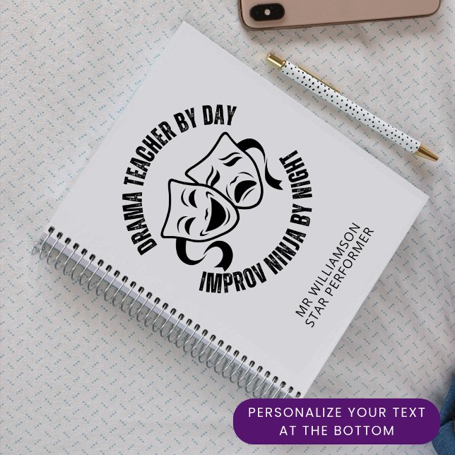 Cuaderno MAESTRO DRAMA divertido por día IMPROV NINJA por n (Fun DRAMA TEACHER/IMPROV NINJA personalized notebook. Ideal drama teacher appreciation gift. )