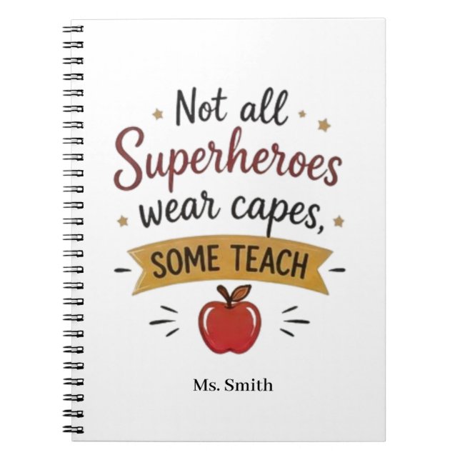 Cuaderno Maestro Superhéroe Personalizado (Frente)
