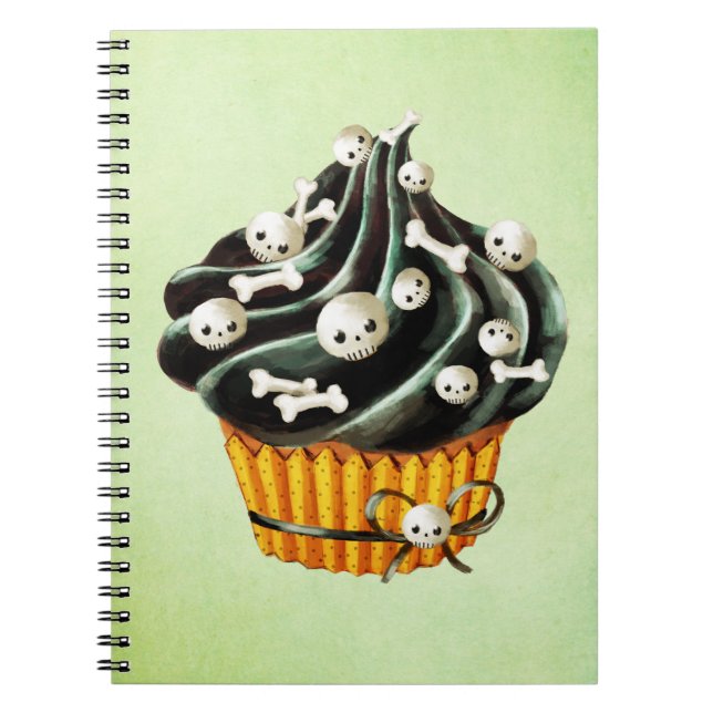 Cuaderno Magdalena negra de Halloween con los cráneos (Frente)