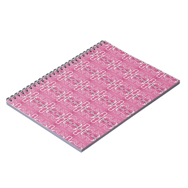 Cuaderno Magenta Abstract Hand Carved Block Print Journal (Lado Izquierdo)
