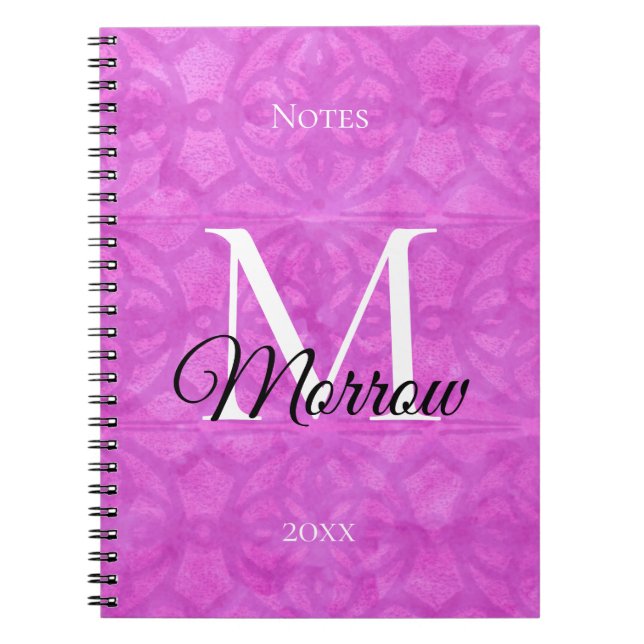 Cuaderno Magenta Batik Name y Year Monogramed (Frente)