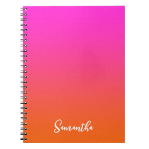 Cuaderno Magenta Caliente Rosa y Ombre Naranja Brillante No