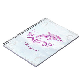 Cuaderno Magenta delfín portátil personalizado