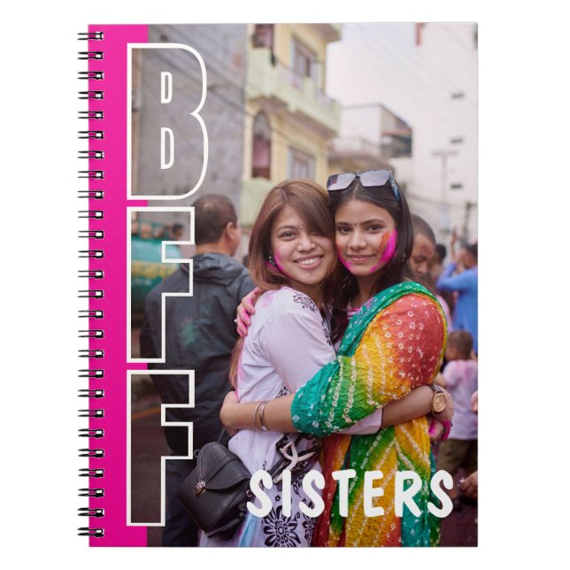Cuaderno Magenta Ilusión Fotográfica Hermanas BFF (Frente)