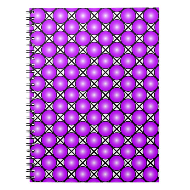 Cuaderno Magenta Punto Rosa Patrón de Entramado Blanco Negr (Frente)