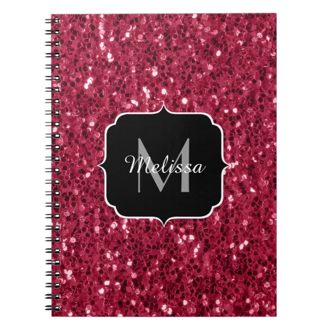 Cuaderno Magenta rojo oscuro aguijón negro espuma Monograma (Frente)