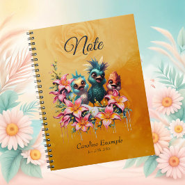 Cuaderno Magia de las aves en un mar de flores de・