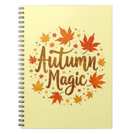 Cuaderno Magia de Otoño Hojas de Otoño Tipografía Estaciona