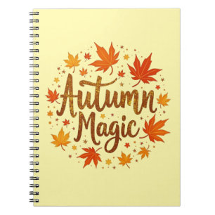 Cuaderno Magia de Otoño Hojas de Otoño Tipografía Estaciona