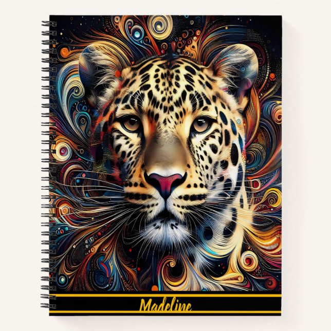 Cuaderno Magia leopardo: Atmósfera de jungla artística (Anverso)