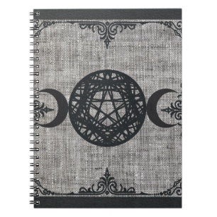 Cuaderno Magia Negra Triple Luna Pentagrama Vintage Wiccano