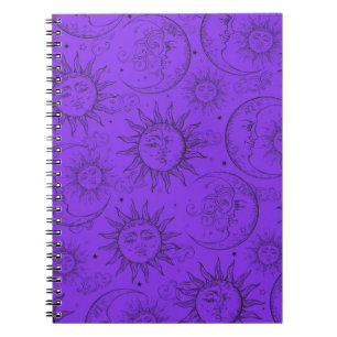 Cuaderno Magia Purpura Vintage Celestial Sol Luna Estrellas