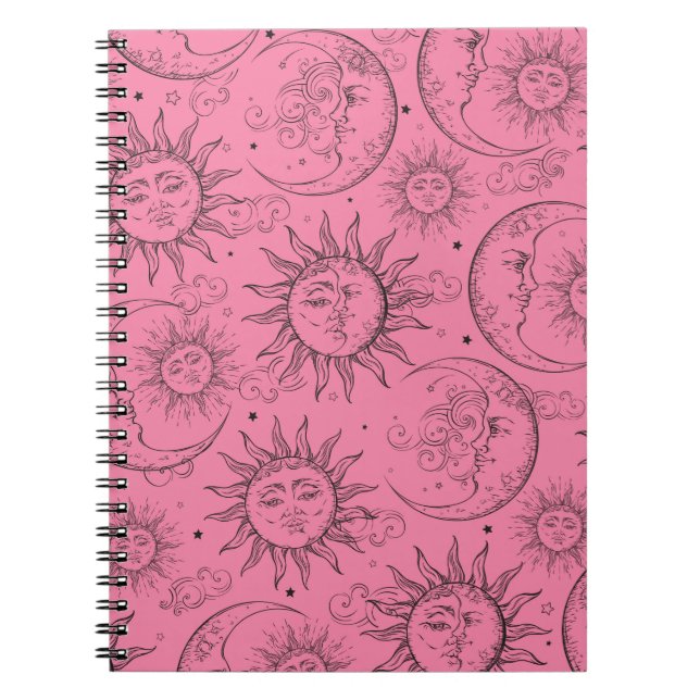 Cuaderno Magia Rosa Vintage Celestial Sol Luna Estrellas (Frente)