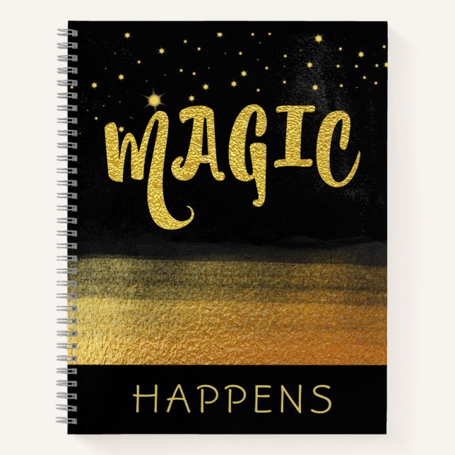 Cuaderno *~* MAGIC Oro y Black Girly Magly Buenos Vibes (Anverso)