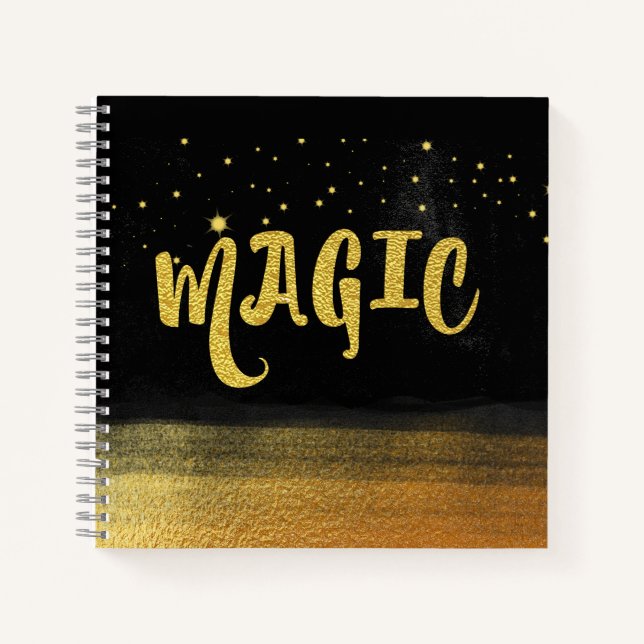 Cuaderno *~* MAGIC Oro y Moda Negra Buenos vibraciones mági (Anverso)
