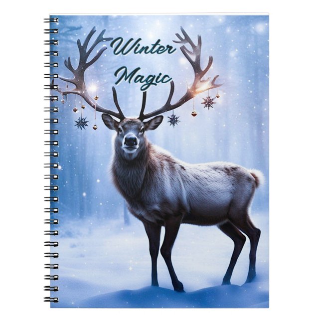 Cuaderno Mágica de invierno - reno en bosque mágico (Frente)