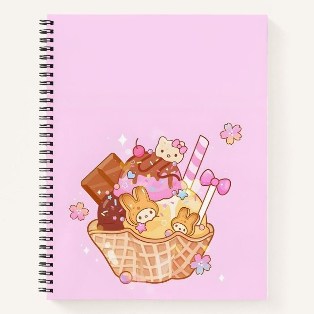 Cuaderno Magical Bunny Sundae T-Shirt dulce postre Kawaii (Anverso)