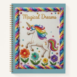 Cuaderno Magical Dreams Embroidered Unicorn Floral