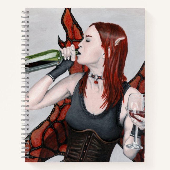 Cuaderno Magical Fairy Drinking Wine Fantasy Art Notebook (Anverso)