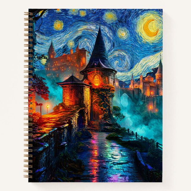 Cuaderno Magical Starry Night Castle Fantasy Writer (Anverso)