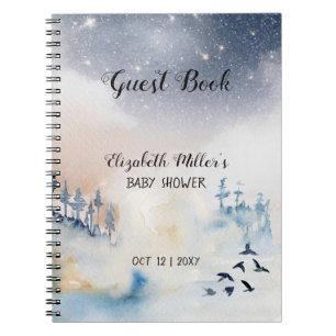Cuaderno Magical Winter Landscape Baby Shower Guest Book