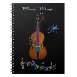 Cuaderno mágico bajo personalizado de la música
