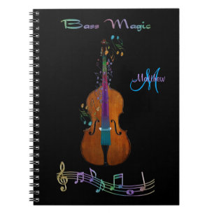 Cuaderno mágico bajo personalizado de la música