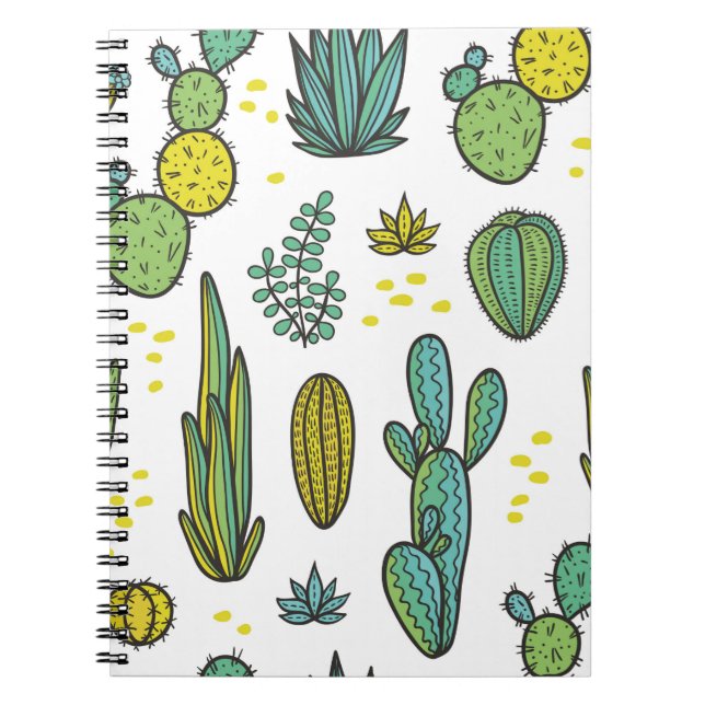 Cuaderno Magnífica costura natural abstracta de cactus dibu (Frente)