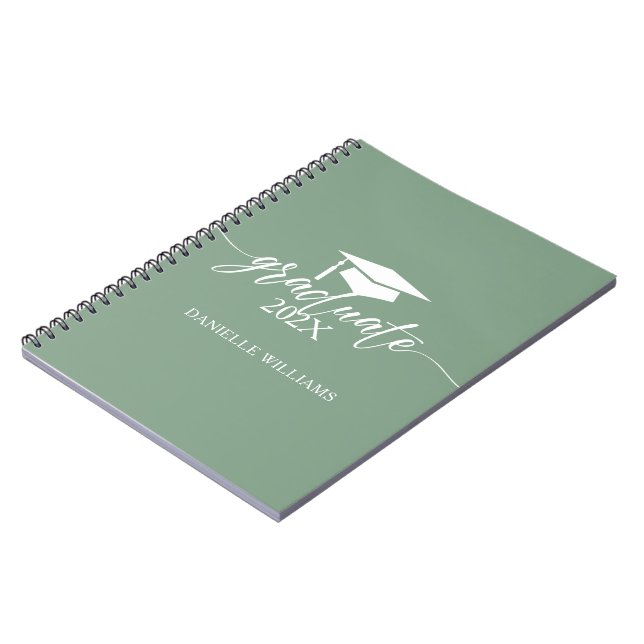 Cuaderno Magnífica Tipografía Blanca En Sage Green Backgrou (Lado Izquierdo)