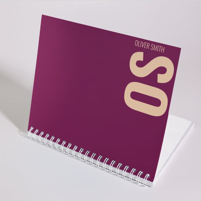 Cuaderno Magnífica tipografía de monograma borgoña (Subido por el creador)
