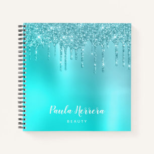 Cuaderno Magníficas hierbas de menta azul y purpurina turq