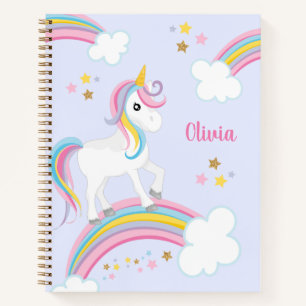 Cuaderno Magnífico arcoiris Unicornio Púrpura Personaliza