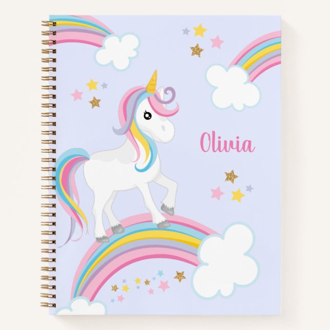 Cuaderno Magnífico arcoiris Unicornio Púrpura Personalizado (Anverso)