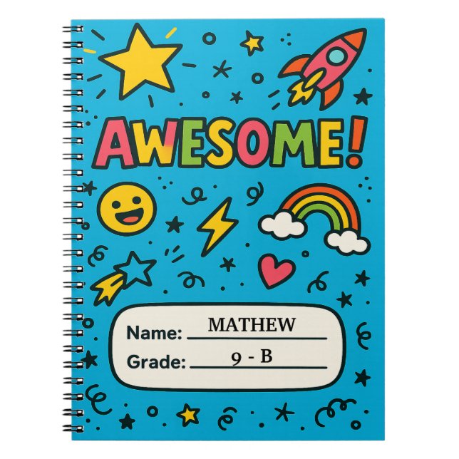 Cuaderno Magnífico bloc de notas para niños - Nombre y grad (Frente)