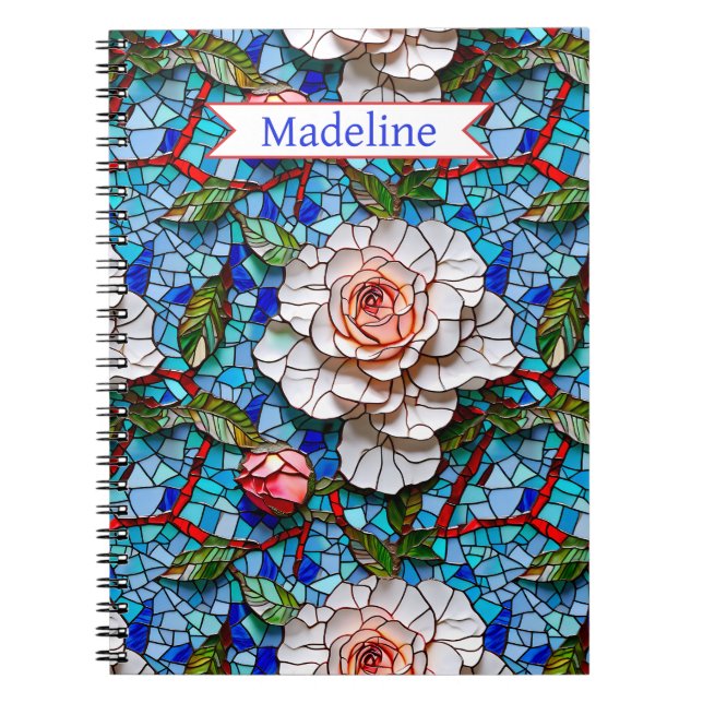 Cuaderno Magnífico patrón de flores de mosaico personalizad (Frente)