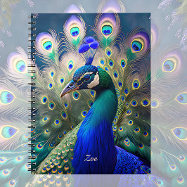Cuaderno Magnífico pavo real con desplome verde azulado y o
