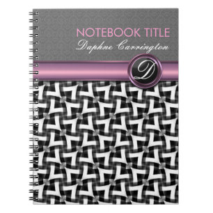 Cuaderno Magnífico portátil con monograma de patrón blanco
