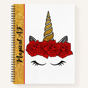 Cuaderno Magnífico Purpurina AF Unicorn Red Rose Crown Jour