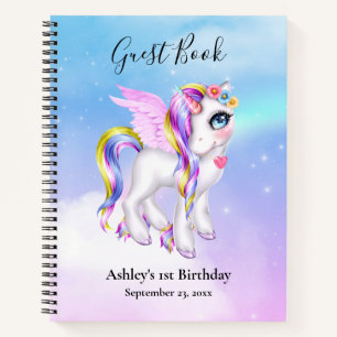 Cuaderno Magnífico unicornio con guestbook de arcoiris y co