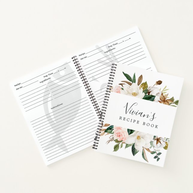 Cuaderno Magnolia elegante | Receta Rubor Bridal Shower (Interior)