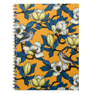 Cuaderno Magnolia en flor y pájaro del ratón 3